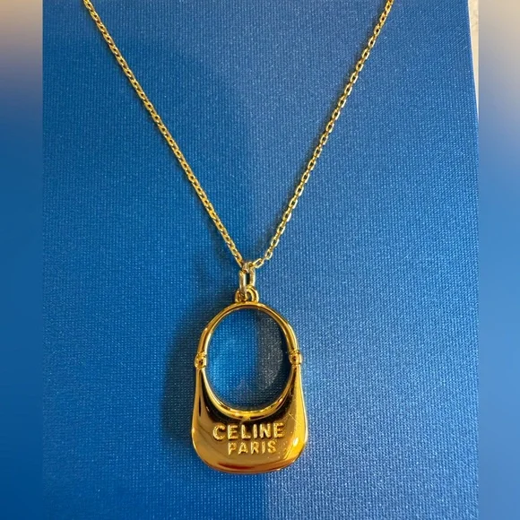Gold Bag Purse Pendant Necklace - Picture 1 of 4